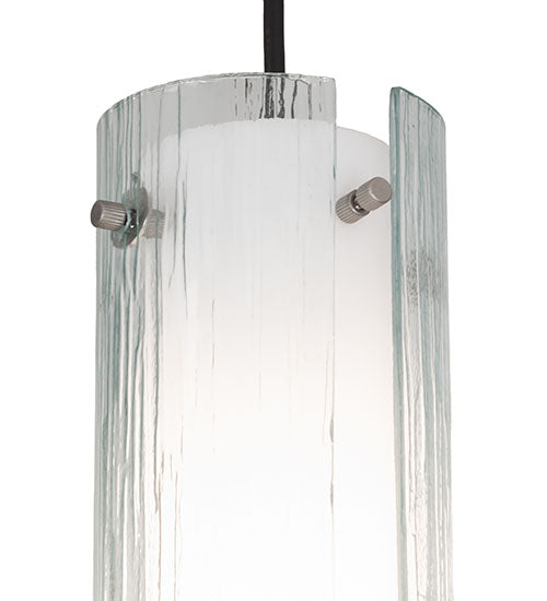 Meyda Lighting Metro Mist 5" Nickel Cilindro Mini Pendant Light With Clear Rainy View & Statuario Idalight Shade