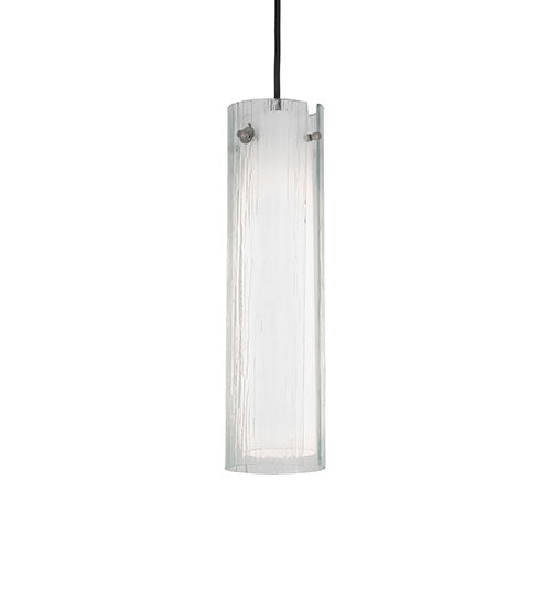 Meyda Lighting Metro Mist 5" Nickel Cilindro Mini Pendant Light With Clear Rainy View & Statuario Idalight Shade