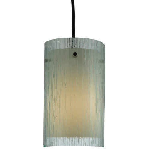 Meyda Lighting Metro Mist 6" Black Cilindro Mini Pendant Light With Clear and Silver Shade Glass
