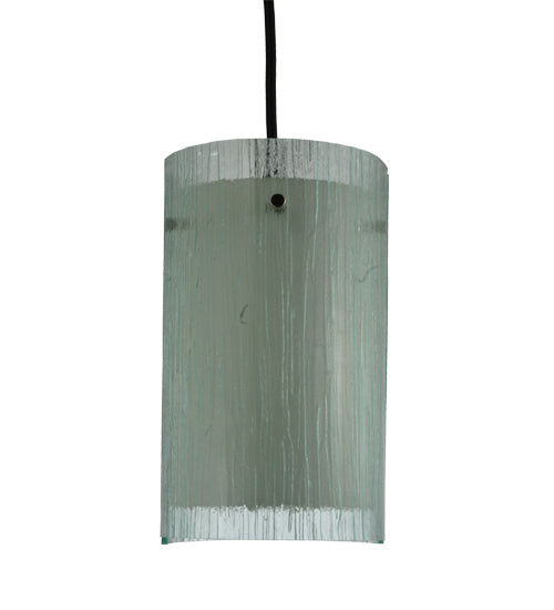 Meyda Lighting Metro Mist 6" Black Cilindro Mini Pendant Light With Clear and Silver Shade Glass