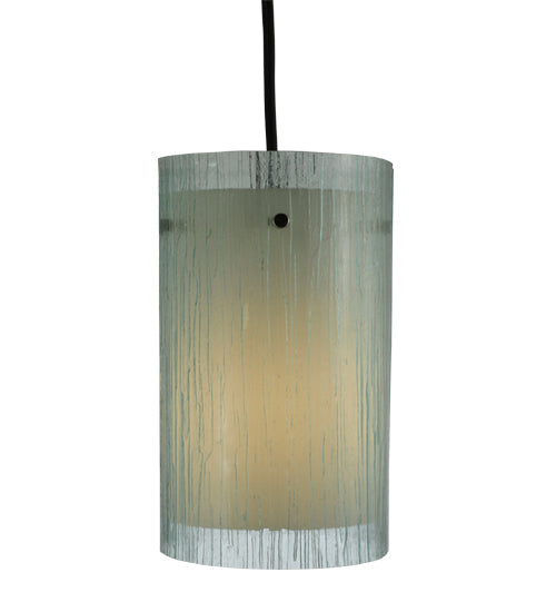Meyda Lighting Metro Mist 6" Black Cilindro Mini Pendant Light With Clear and Silver Shade Glass