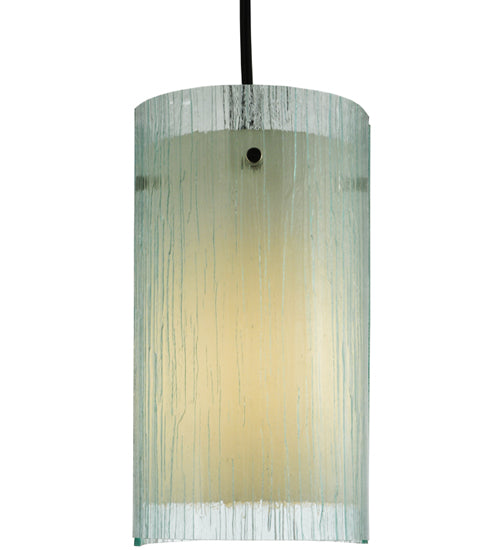 Meyda Lighting Metro Mist 6" Black Cilindro Mini Pendant Light With Clear and Silver Shade Glass
