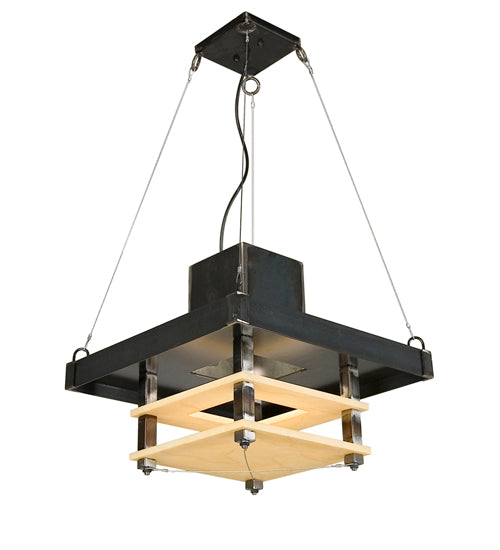 Meyda Lighting Metropolis 18" 2-Light Rustic Iron Pendant Light With Creme Carrare Idalight Shade Glass