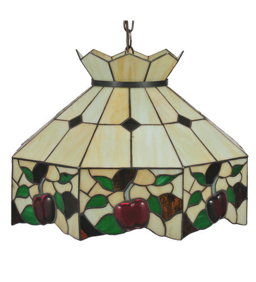 Meyda Lighting Meyda Apple 20" 3-Light Mahogany Bronze Pendant Light With Multi-Colored Shade Glass