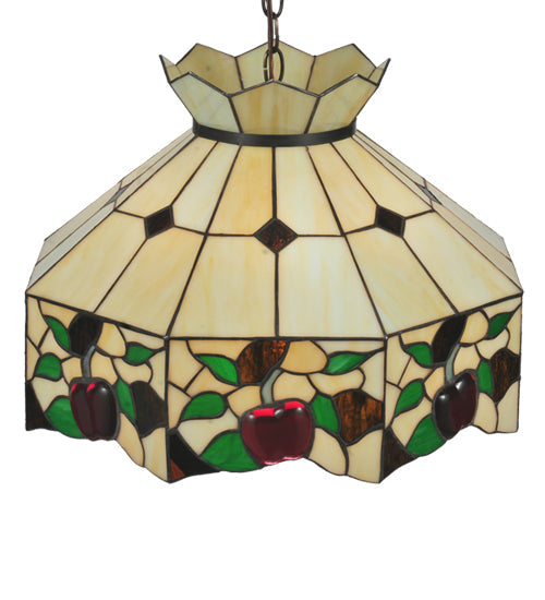 Meyda Lighting Meyda Apple 20" 3-Light Mahogany Bronze Pendant Light With Multi-Colored Shade Glass
