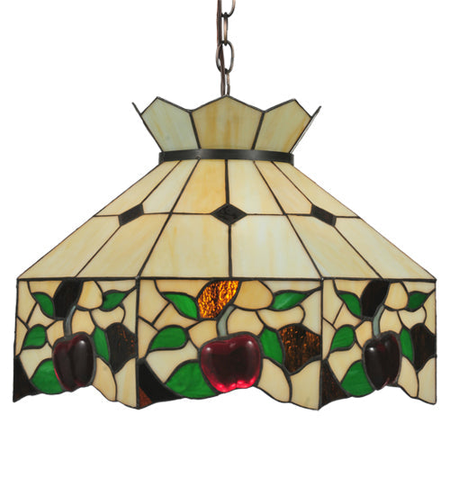 Meyda Lighting Meyda Apple 20" 3-Light Mahogany Bronze Pendant Light With Multi-Colored Shade Glass
