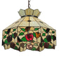 Meyda Lighting Meyda Apple 20" 3-Light Mahogany Bronze Pendant Light With Multi-Colored Shade Glass