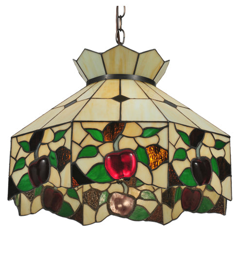 Meyda Lighting Meyda Apple 20" 3-Light Mahogany Bronze Pendant Light With Multi-Colored Shade Glass