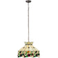 Meyda Lighting Meyda Apple 20" 3-Light Mahogany Bronze Pendant Light With Multi-Colored Shade Glass