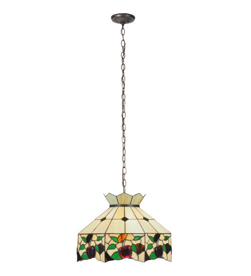 Meyda Lighting Meyda Apple 20" 3-Light Mahogany Bronze Pendant Light With Multi-Colored Shade Glass