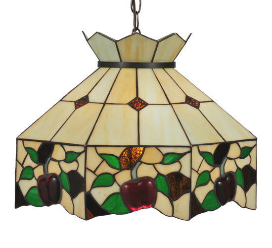Meyda Lighting Meyda Apple 20" 3-Light Mahogany Bronze Pendant Light With Multi-Colored Shade Glass