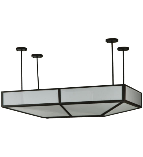Meyda Lighting Meyer 54" 12-Light Oil Rubbed Bronze BBQ Pendant Light With White Statuario Idalight Shade Glass