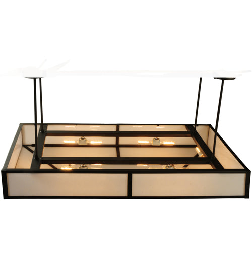 Meyda Lighting Meyer 54" 12-Light Oil Rubbed Bronze BBQ Pendant Light With White Statuario Idalight Shade Glass