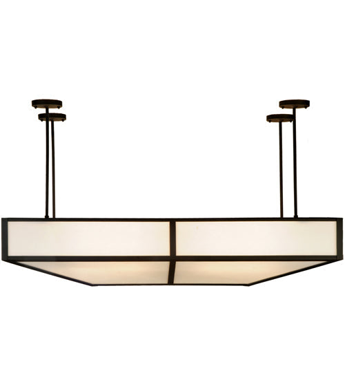 Meyda Lighting Meyer 54" 12-Light Oil Rubbed Bronze BBQ Pendant Light With White Statuario Idalight Shade Glass