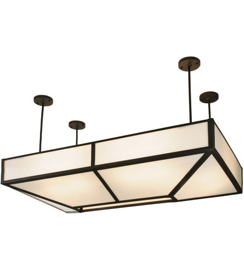 Meyda Lighting Meyer 54" 12-Light Oil Rubbed Bronze BBQ Pendant Light With White Statuario Idalight Shade Glass