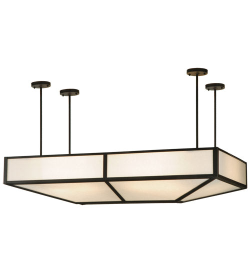 Meyda Lighting Meyer 54" 12-Light Oil Rubbed Bronze BBQ Pendant Light With White Statuario Idalight Shade Glass