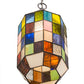 Meyda Lighting Meyer Lantern 6" Nickel Mini Pendant Light With Multi-Colored Shade Glass