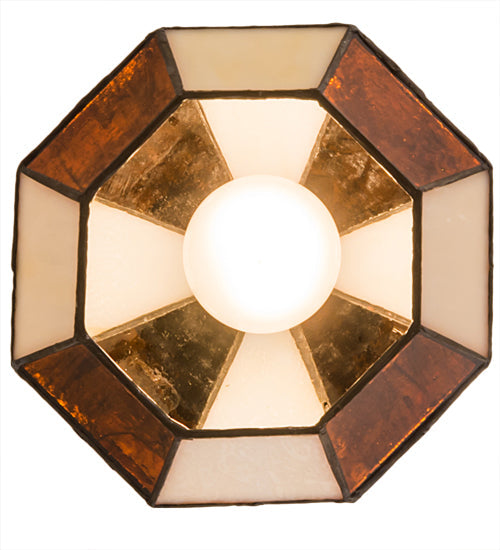 Meyda Lighting Meyer Lantern 6" Nickel Mini Pendant Light With Multi-Colored Shade Glass