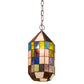 Meyda Lighting Meyer Lantern 6" Nickel Mini Pendant Light With Multi-Colored Shade Glass