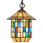 Meyda Lighting Meyer Lantern 8" Mahogany Bronze Pendant Light With Multi-Colored Shade Glass