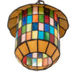 Meyda Lighting Meyer Lantern 8" Mahogany Bronze Pendant Light With Multi-Colored Shade Glass