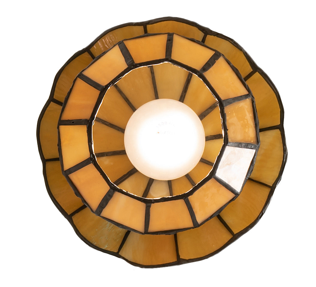 Meyda Lighting Meyer Lantern 8" Mahogany Bronze Pendant Light With Multi-Colored Shade Glass