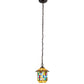 Meyda Lighting Meyer Lantern 8" Mahogany Bronze Pendant Light With Multi-Colored Shade Glass
