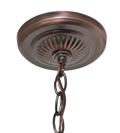 Meyda Lighting Meyer Lantern 8" Mahogany Bronze Pendant Light With Multi-Colored Shade Glass
