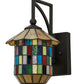 Meyda Lighting Meyer Lantern 8" Oil Rubbed Bronze Lantern Wall Sconce With Multi-Colored Shade Glass