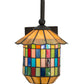 Meyda Lighting Meyer Lantern 8" Oil Rubbed Bronze Lantern Wall Sconce With Multi-Colored Shade Glass