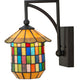 Meyda Lighting Meyer Lantern 8" Oil Rubbed Bronze Lantern Wall Sconce With Multi-Colored Shade Glass