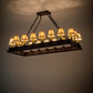 Meyda Lighting Mezek 51" 18-Light Mahogany Bronze Chandelier With Brown Tan Faux Leather Shade Glass