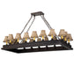 Meyda Lighting Mezek 51" 18-Light Mahogany Bronze Chandelier With Brown Tan Faux Leather Shade Glass