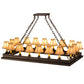 Meyda Lighting Mezek 51" 18-Light Mahogany Bronze Chandelier With Brown Tan Faux Leather Shade Glass