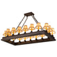 Meyda Lighting Mezek 51" 18-Light Mahogany Bronze Chandelier With Brown Tan Faux Leather Shade Glass