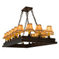 Meyda Lighting Mezek 51" 18-Light Mahogany Bronze Chandelier With Brown Tan Faux Leather Shade Glass