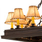 Meyda Lighting Mezek 51" 18-Light Mahogany Bronze Chandelier With Brown Tan Faux Leather Shade Glass