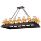 Meyda Lighting Mezek 51" 18-Light Mahogany Bronze Chandelier With Brown Tan Faux Leather Shade Glass