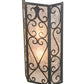 Meyda Lighting Mia 12" 2-Light Antique Iron Gate Wall Sconce With Silver Mica Shade Glass