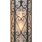 Meyda Lighting Mia 12" 2-Light Antique Iron Gate Wall Sconce With Silver Mica Shade Glass