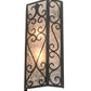Meyda Lighting Mia 12" 2-Light Antique Iron Gate Wall Sconce With Silver Mica Shade Glass