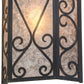 Meyda Lighting Mia 12" 2-Light Antique Iron Gate Wall Sconce With Silver Mica Shade Glass