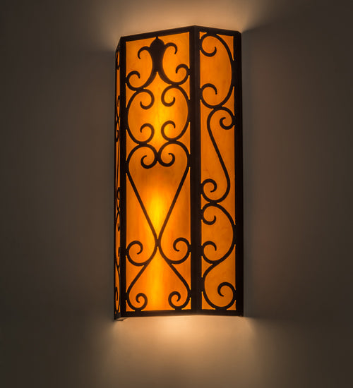 Meyda Lighting Mia 12" 2-Light Cajun Spice Wall Sconce With Amber Quartz Idalight Shade Glass