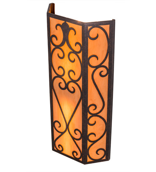 Meyda Lighting Mia 12" 2-Light Cajun Spice Wall Sconce With Amber Quartz Idalight Shade Glass