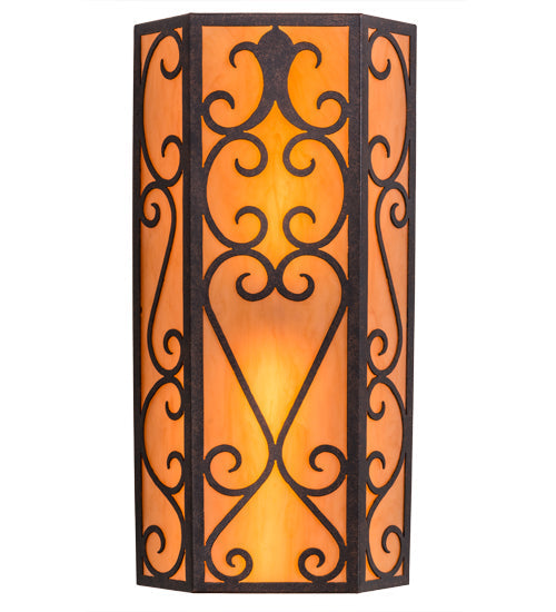 Meyda Lighting Mia 12" 2-Light Cajun Spice Wall Sconce With Amber Quartz Idalight Shade Glass