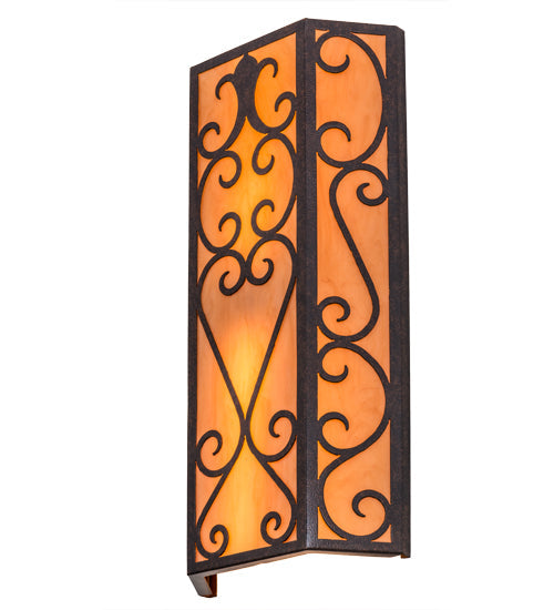 Meyda Lighting Mia 12" 2-Light Cajun Spice Wall Sconce With Amber Quartz Idalight Shade Glass