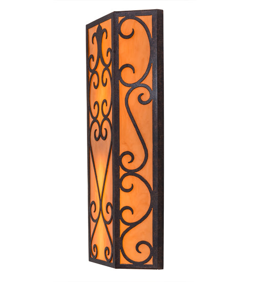 Meyda Lighting Mia 12" 2-Light Cajun Spice Wall Sconce With Amber Quartz Idalight Shade Glass