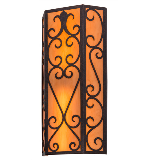 Meyda Lighting Mia 12" 2-Light Cajun Spice Wall Sconce With Amber Quartz Idalight Shade Glass