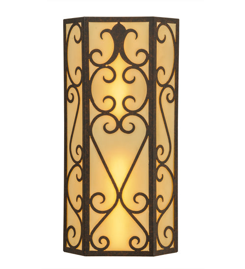 Meyda Lighting Mia 12" Cajun Spice Wall Sconce With Beige Provostone Idalight Shade Glass