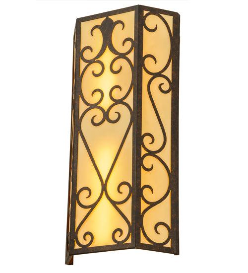 Meyda Lighting Mia 12" Cajun Spice Wall Sconce With Beige Provostone Idalight Shade Glass